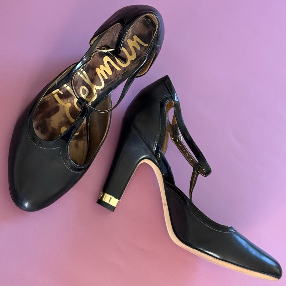 Sam Edelman Black Heels with Gold Accent